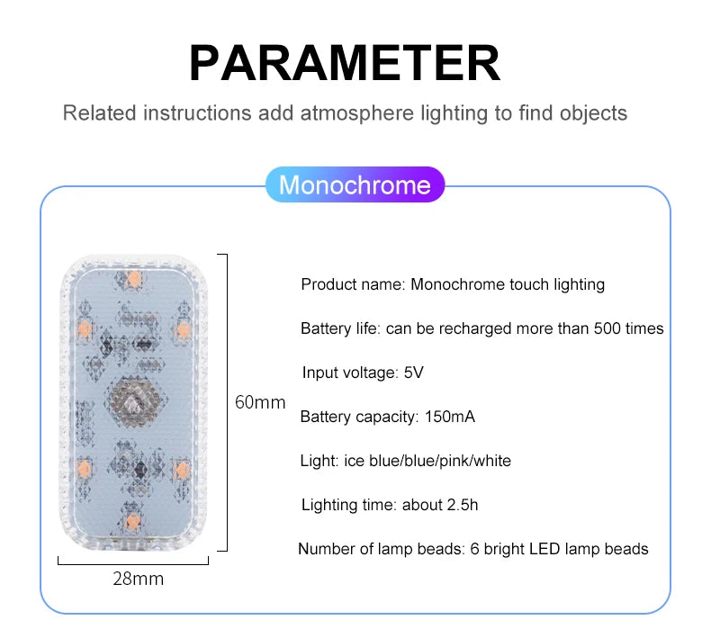 Mini Lampe LED Tactile Sans Fil – Rechargeable, Placard & Chevet