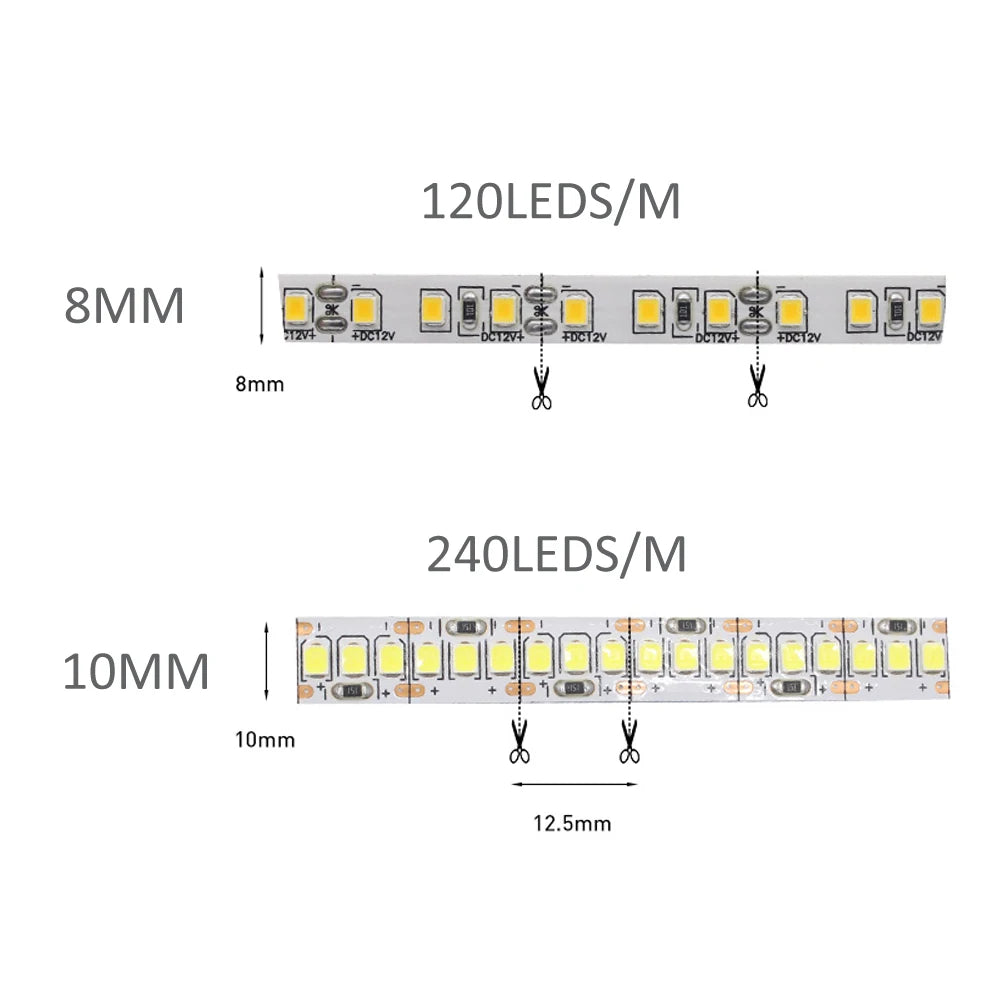 Ruban LED SMD 2835 – Bande Lumineuse Flexible Blanc Chaud 1M à 5M
