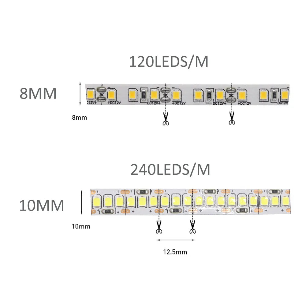 Ruban LED SMD 2835 – Bande Lumineuse Flexible Blanc Chaud 1M à 5M