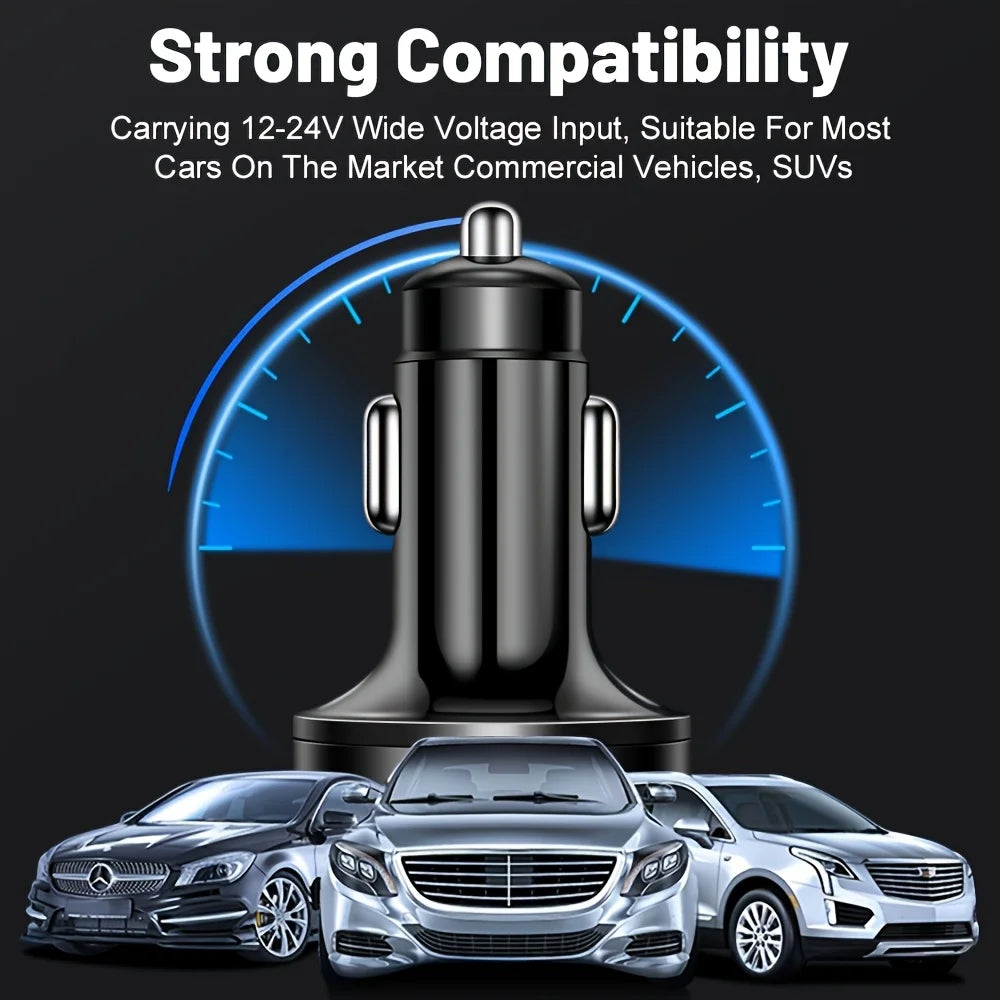 Chargeur Voiture 6-en-1 Charge Rapide 3.1A – Double USB-C & Écran Digital