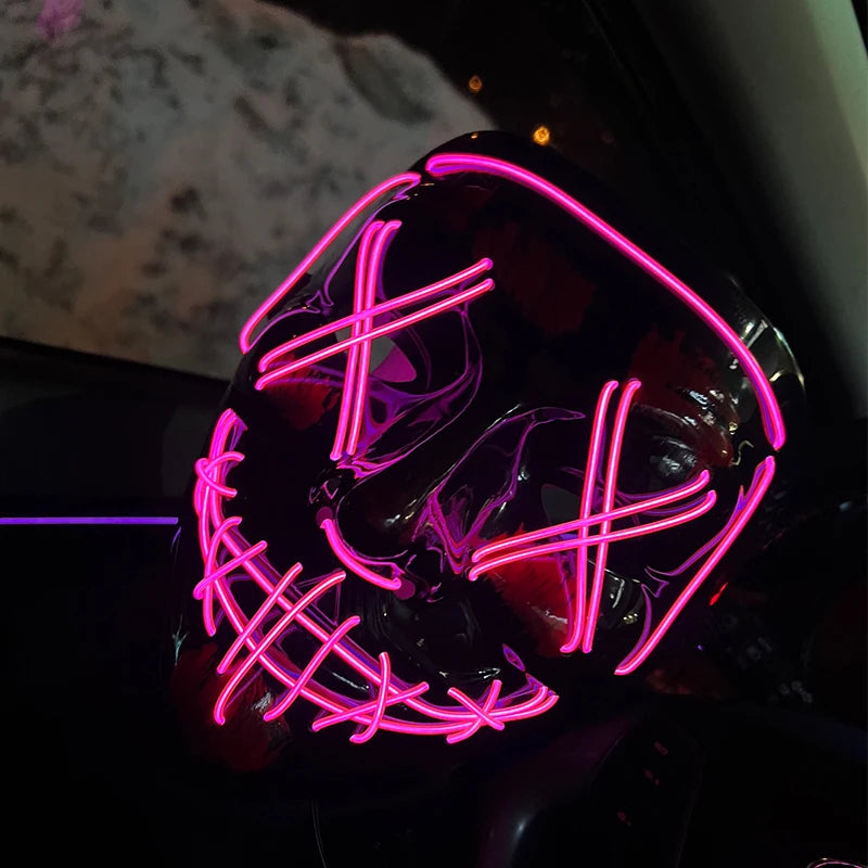 Masque LED Halloween – Masque Lumineux Néon pour Soirée & Costume