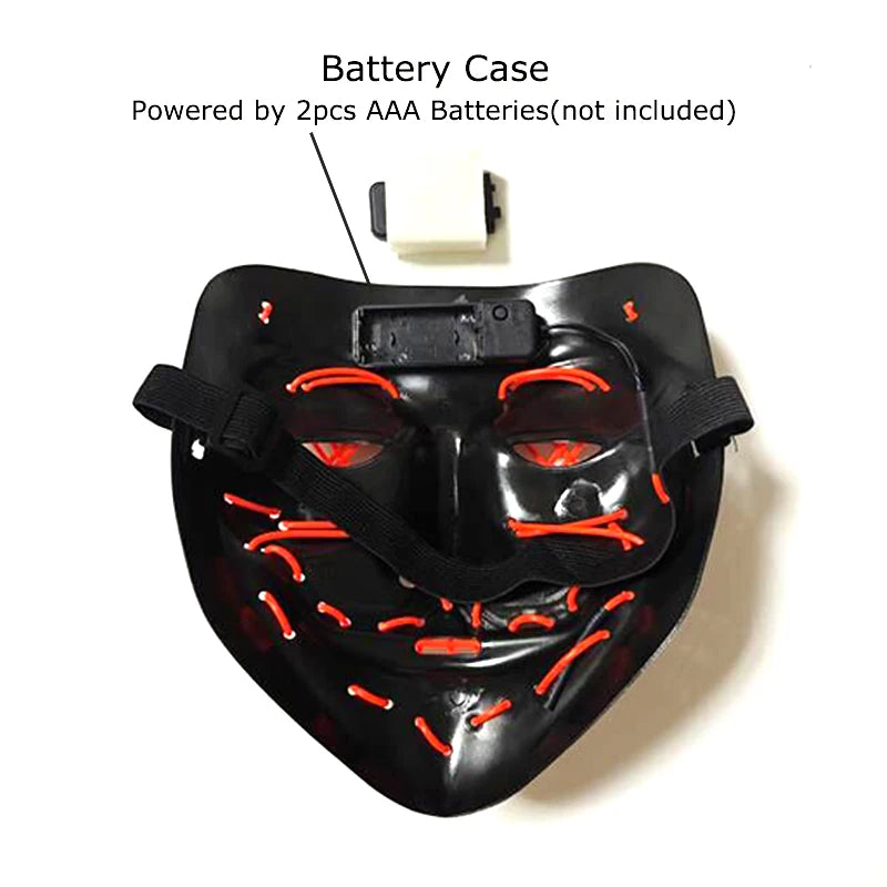Masque LED Halloween – Masque Lumineux Néon pour Soirée & Costume