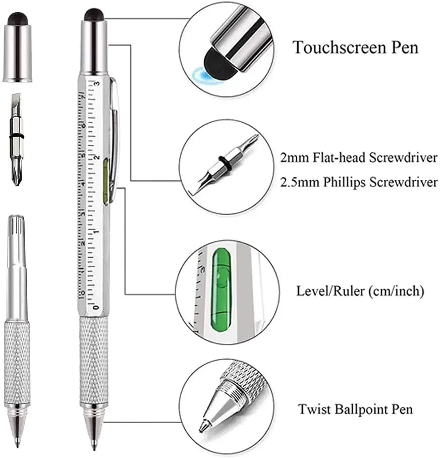 Stylo Stylet Tactile 7-en-1 – Écran Tactile, Règle, Niveau, Tournevis & Plus