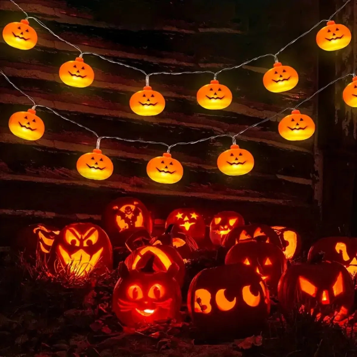 Guirlande LED 3D Citrouilles Halloween – 1,5 m ou 3 m