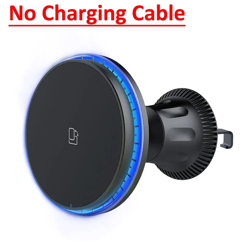 Chargeur Sans Fil Voiture Magnétique RGB – Support MagSafe & Charge Rapide