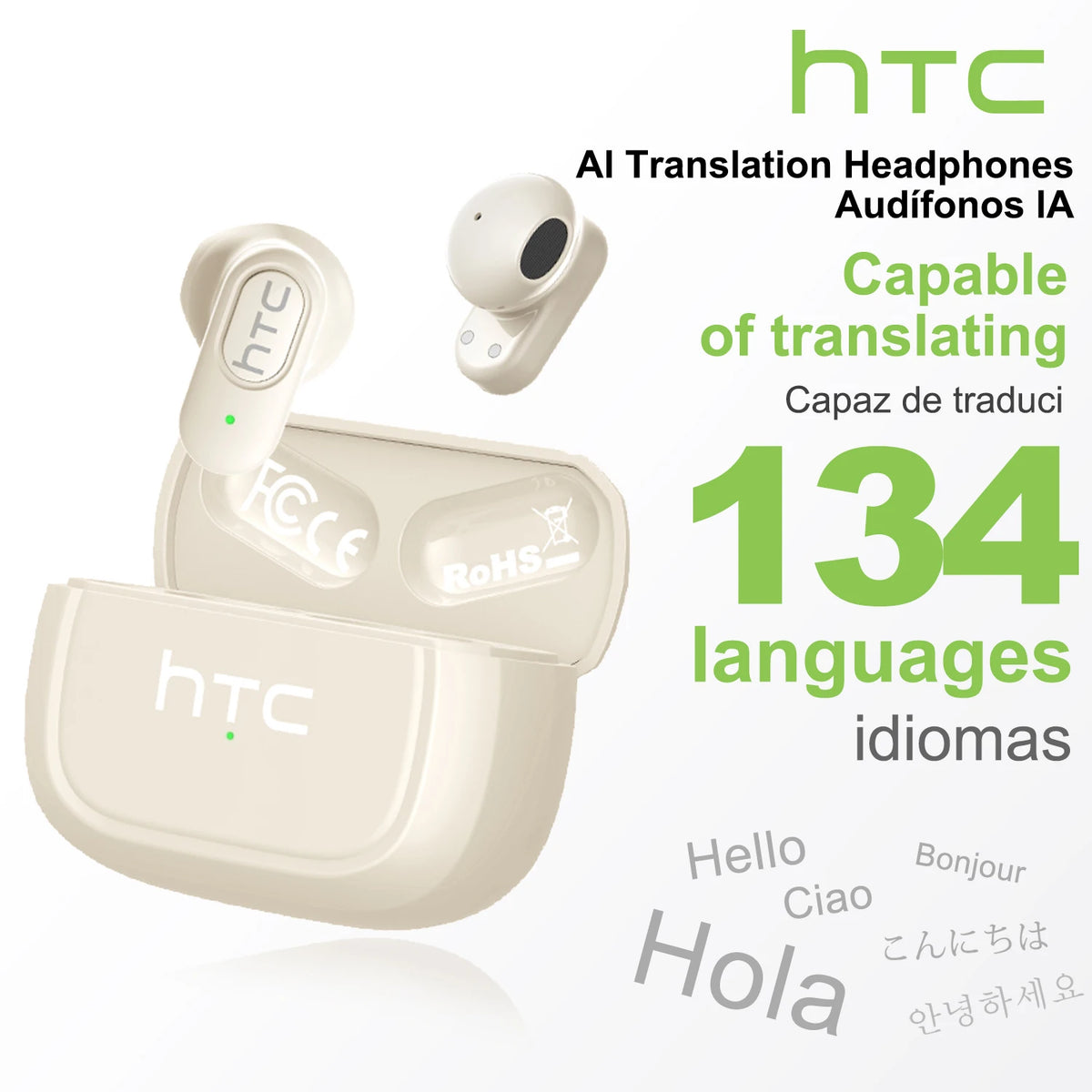 Écouteurs traducteurs IA HTC NE51 Bluetooth 5.3