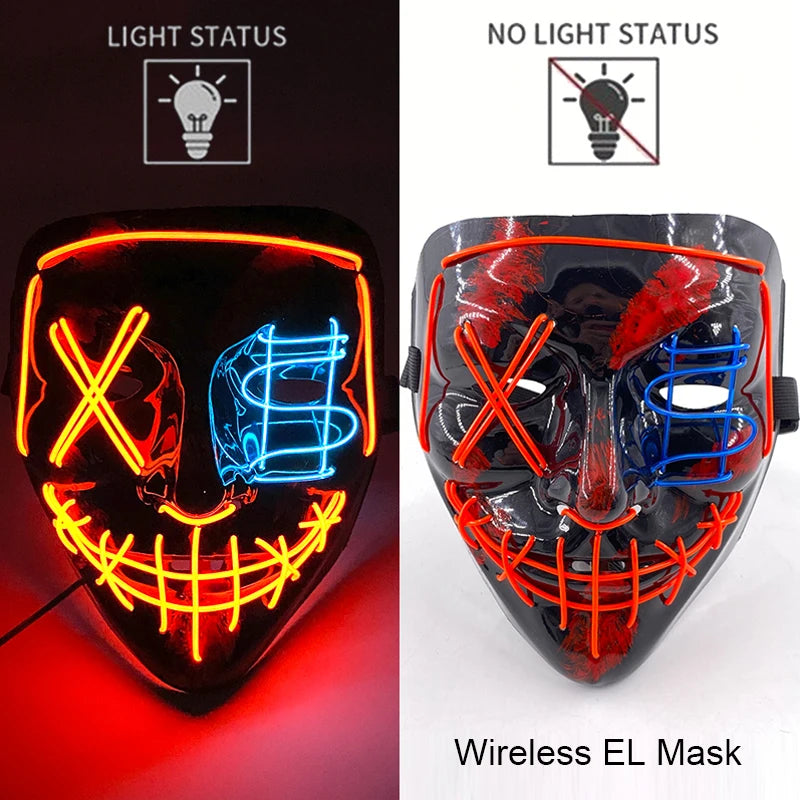 Masque LED Halloween – Masque Lumineux Néon pour Soirée & Costume
