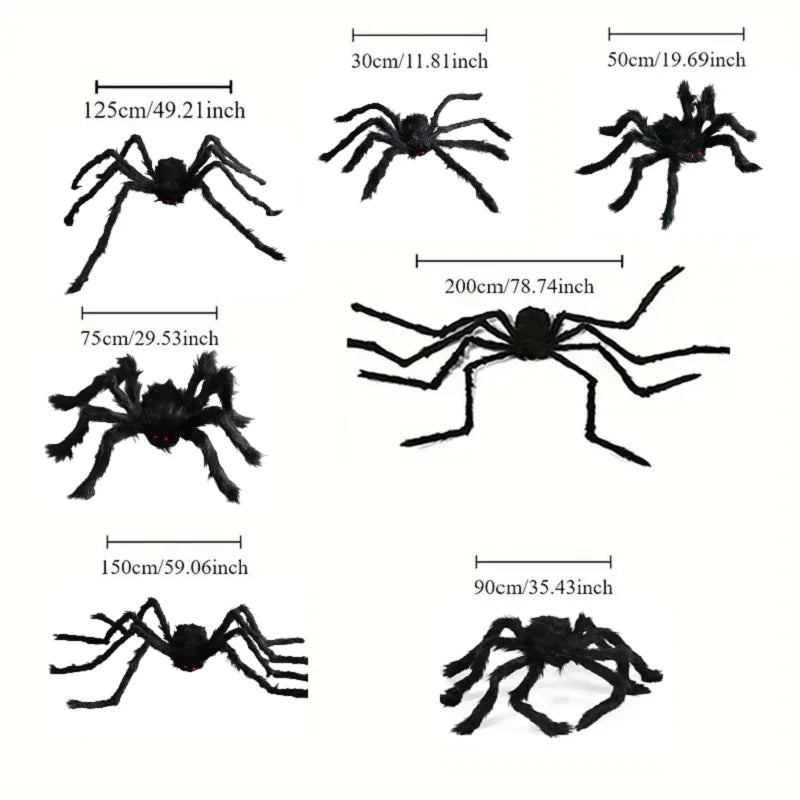 Grande Araignée Noire Halloween – Décoration 30 à 200 cm