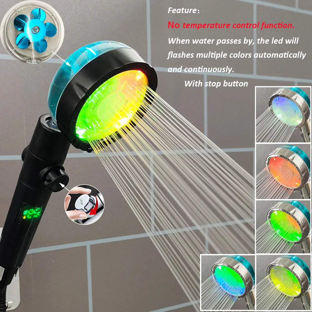 Pommeau de Douche LED Multicolore – Arrêt d’Eau Intégré & Couleurs selon Température