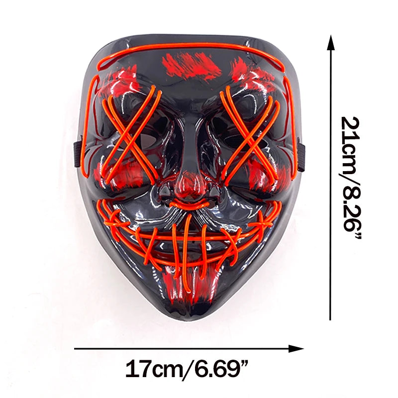 Masque LED Halloween – Masque Lumineux Néon pour Soirée & Costume