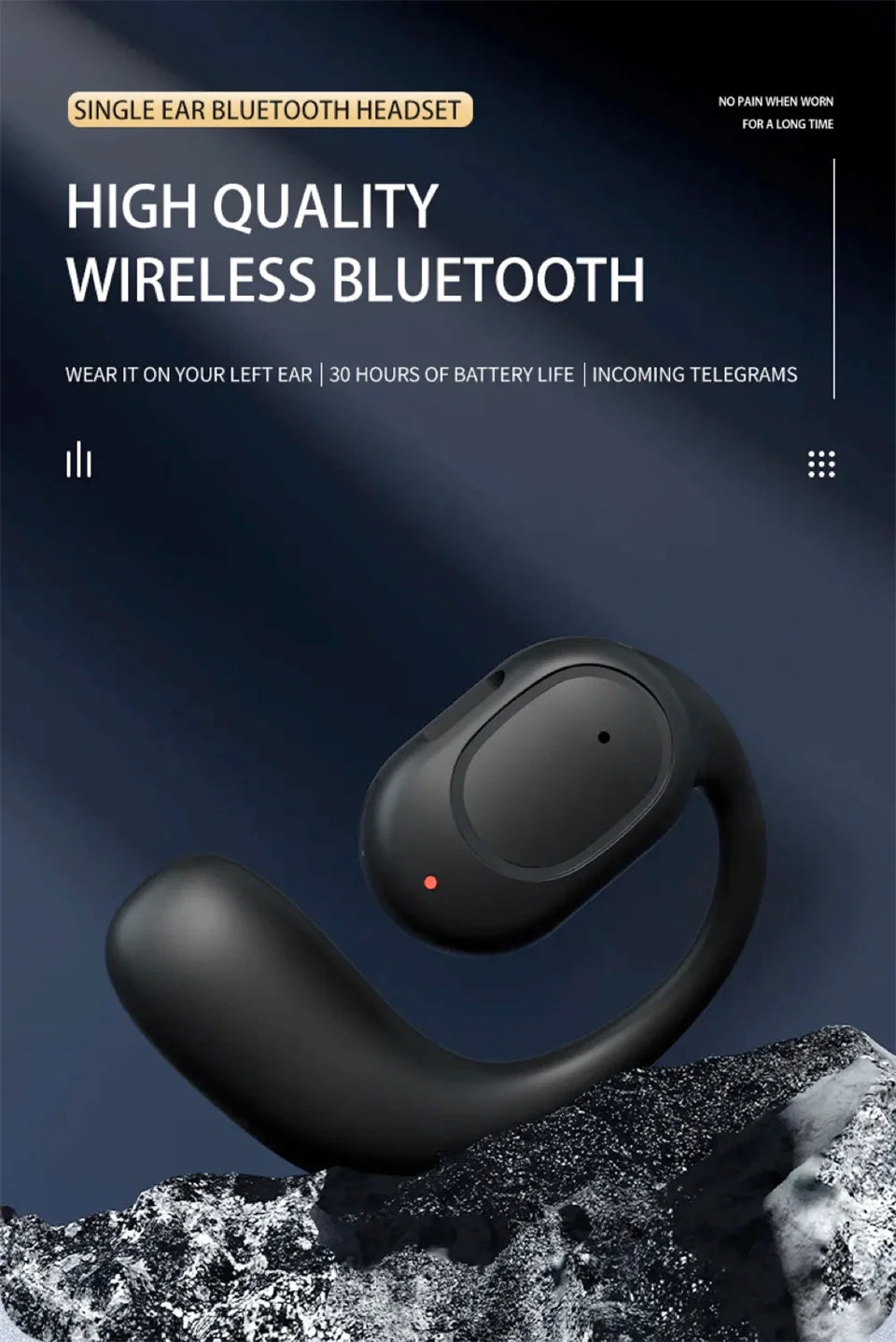 Écouteur Bluetooth à Crochet – 11h d’Autonomie, Mains Libres & Sport