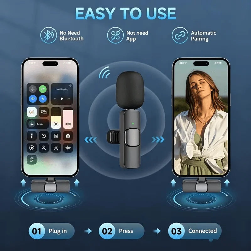 Micro Cravate Sans Fil Compact – Clip-on pour Smartphone, YouTube & TikTok