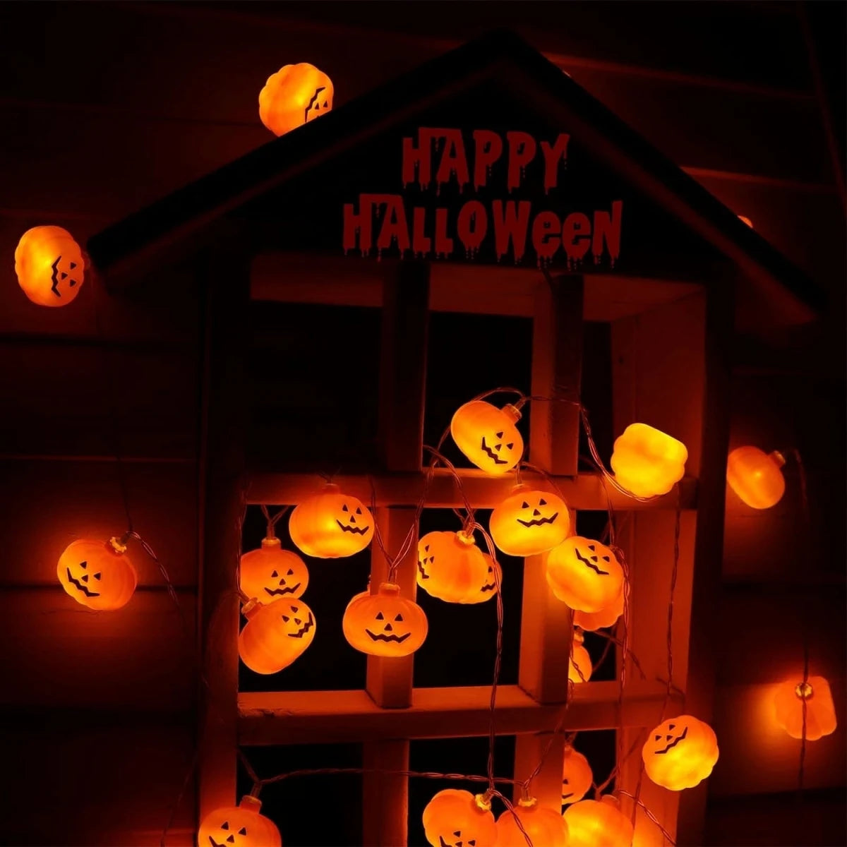 Guirlande LED 3D Citrouilles Halloween – 1,5 m ou 3 m