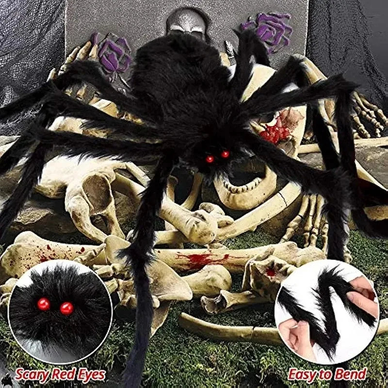 Grande Araignée Noire Halloween – Décoration 30 à 200 cm