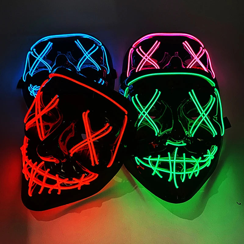 Masque LED Halloween – Masque Lumineux Néon pour Soirée & Costume
