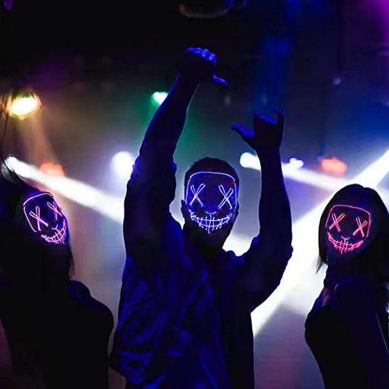 Masque LED Halloween – Masque Lumineux Néon pour Soirée & Costume