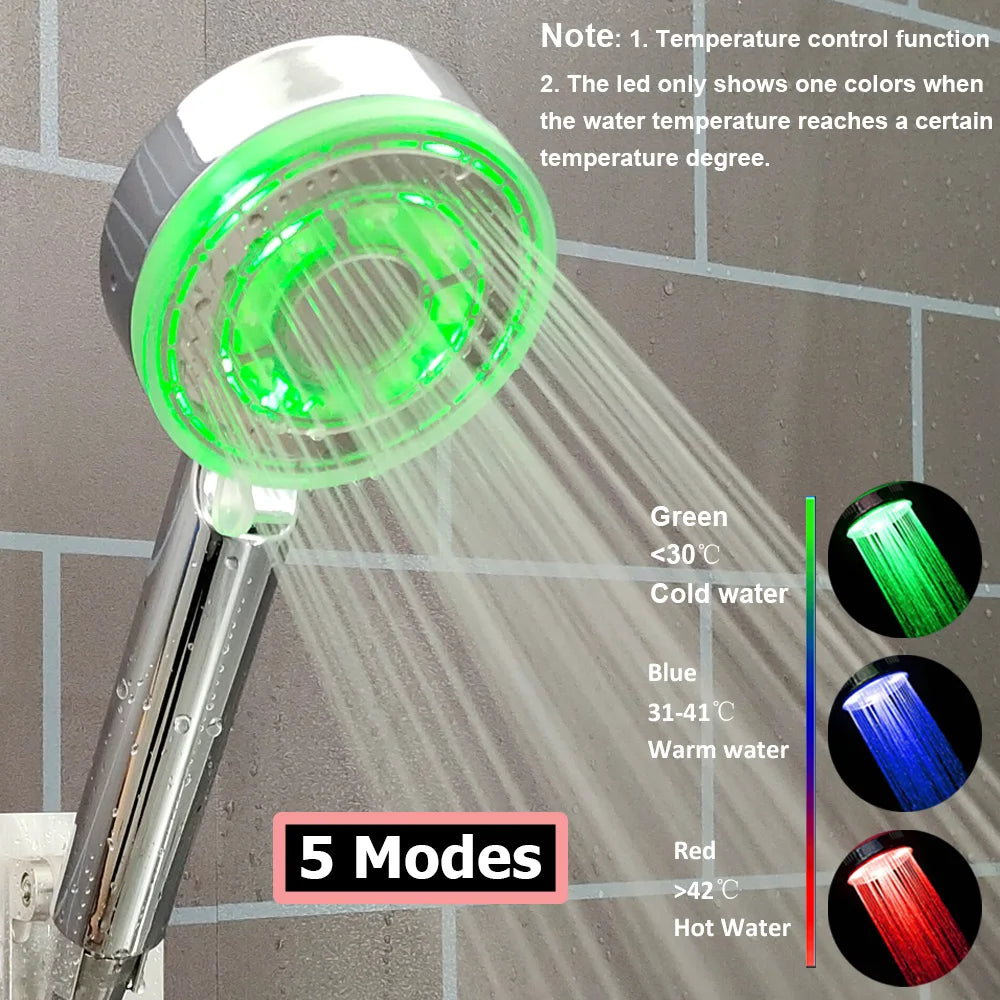 Pommeau de Douche LED Multicolore – Arrêt d’Eau Intégré & Couleurs selon Température