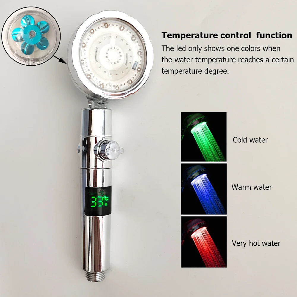 Pommeau de Douche LED Multicolore – Arrêt d’Eau Intégré & Couleurs selon Température