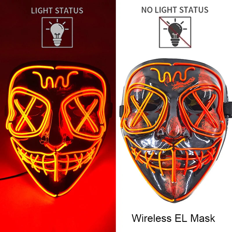 Masque LED Halloween – Masque Lumineux Néon pour Soirée & Costume