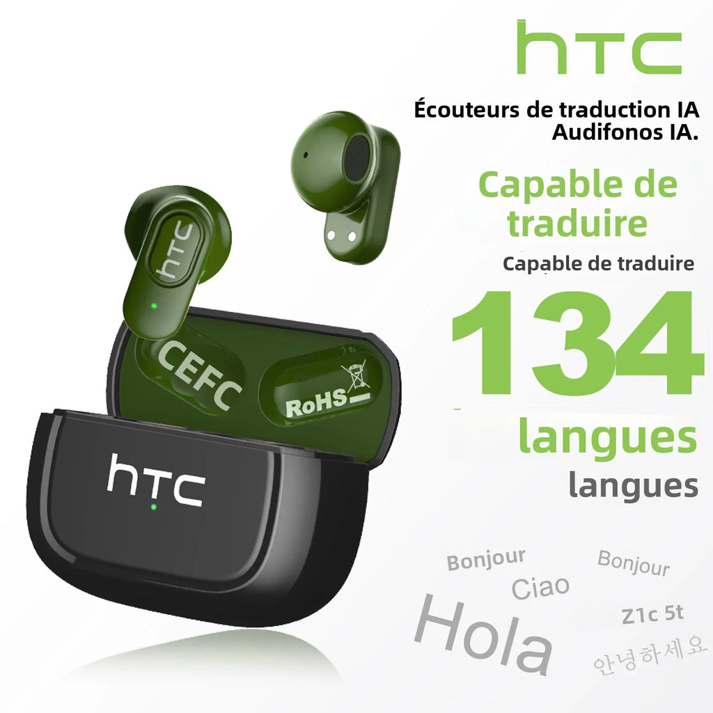 Écouteurs traducteurs IA HTC NE51 Bluetooth 5.3