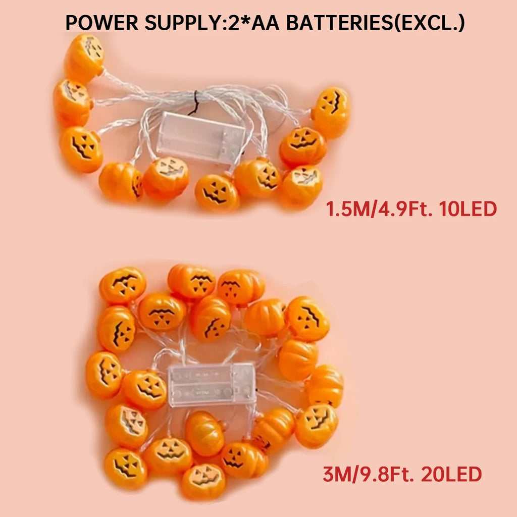 Guirlande LED 3D Citrouilles Halloween – 1,5 m ou 3 m