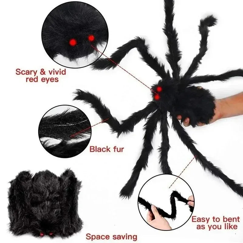 Grande Araignée Noire Halloween – Décoration 30 à 200 cm