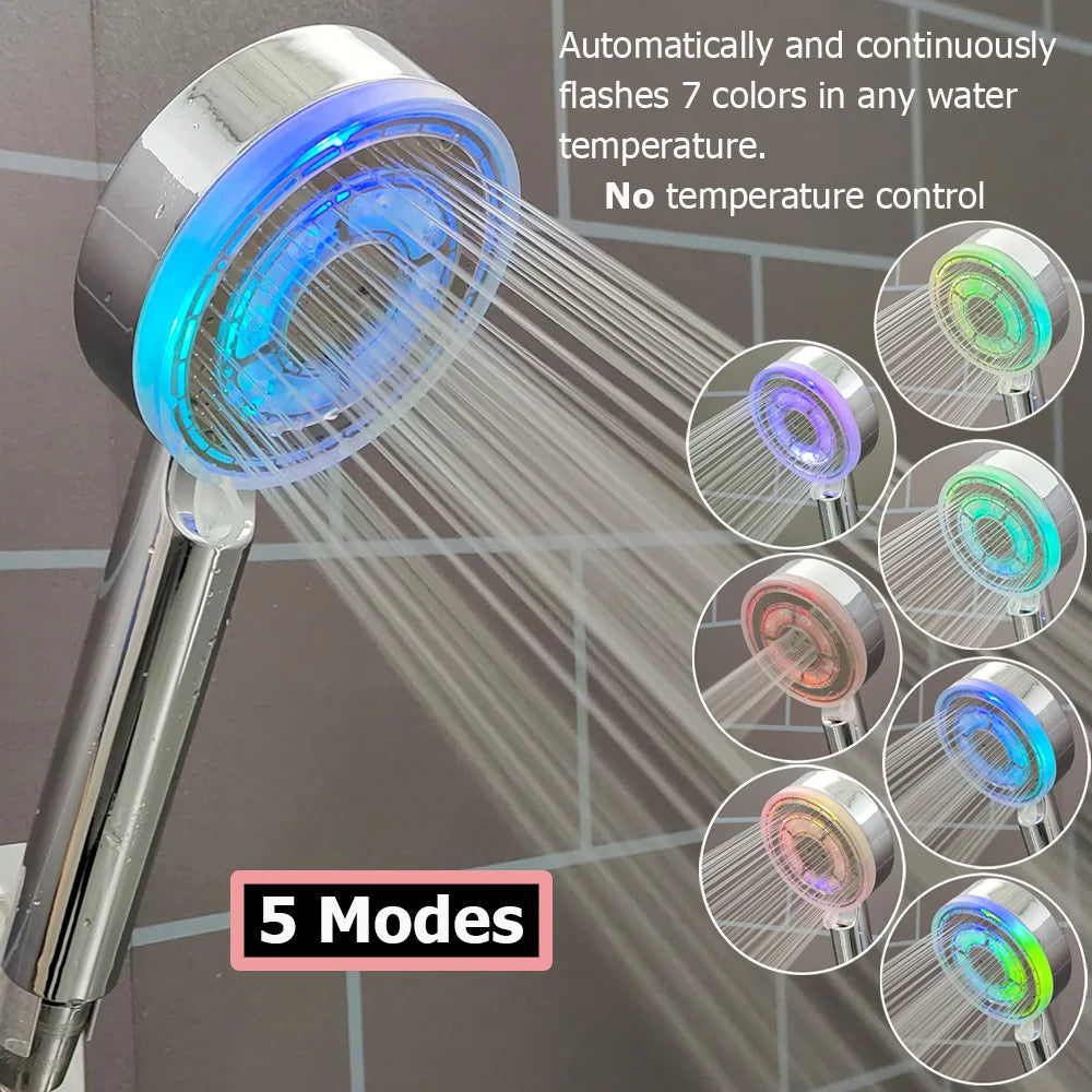 Pommeau de Douche LED Multicolore – Arrêt d’Eau Intégré & Couleurs selon Température