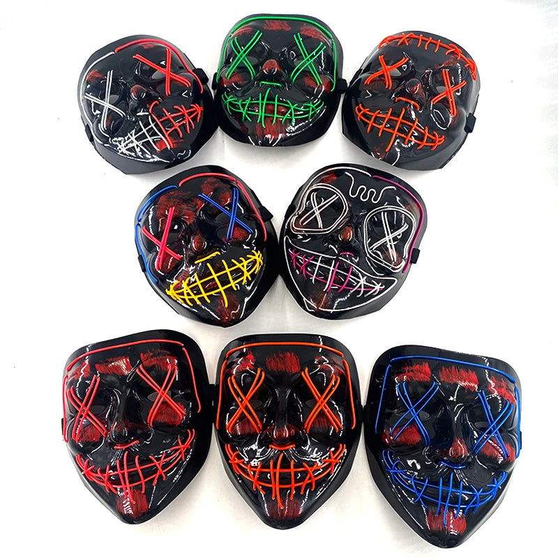 Masque LED Halloween – Masque Lumineux Néon pour Soirée & Costume