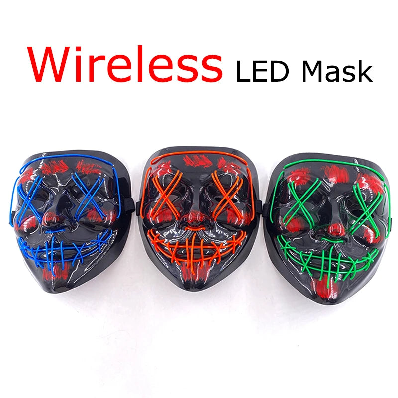 Masque LED Halloween – Masque Lumineux Néon pour Soirée & Costume
