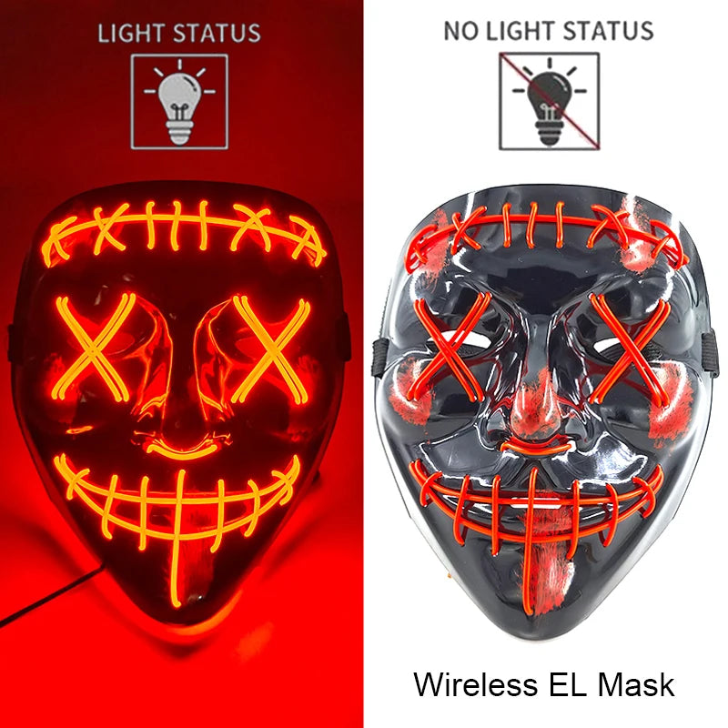 Masque LED Halloween – Masque Lumineux Néon pour Soirée & Costume