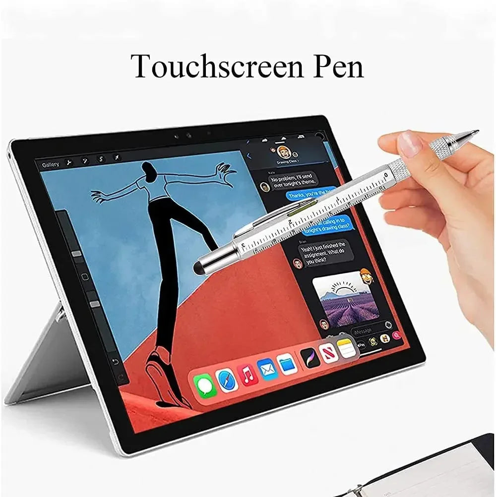 Stylo Stylet Tactile 7-en-1 – Écran Tactile, Règle, Niveau, Tournevis & Plus