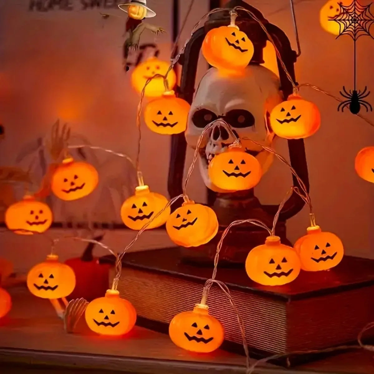 Guirlande LED 3D Citrouilles Halloween – 1,5 m ou 3 m