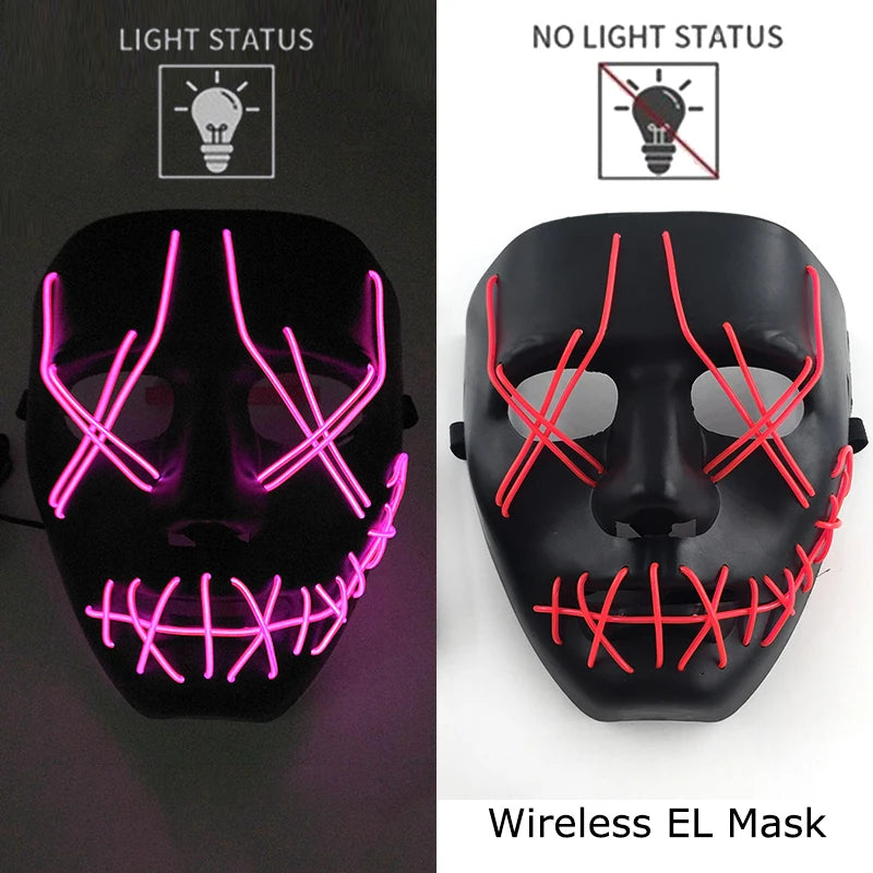 Masque LED Halloween – Masque Lumineux Néon pour Soirée & Costume
