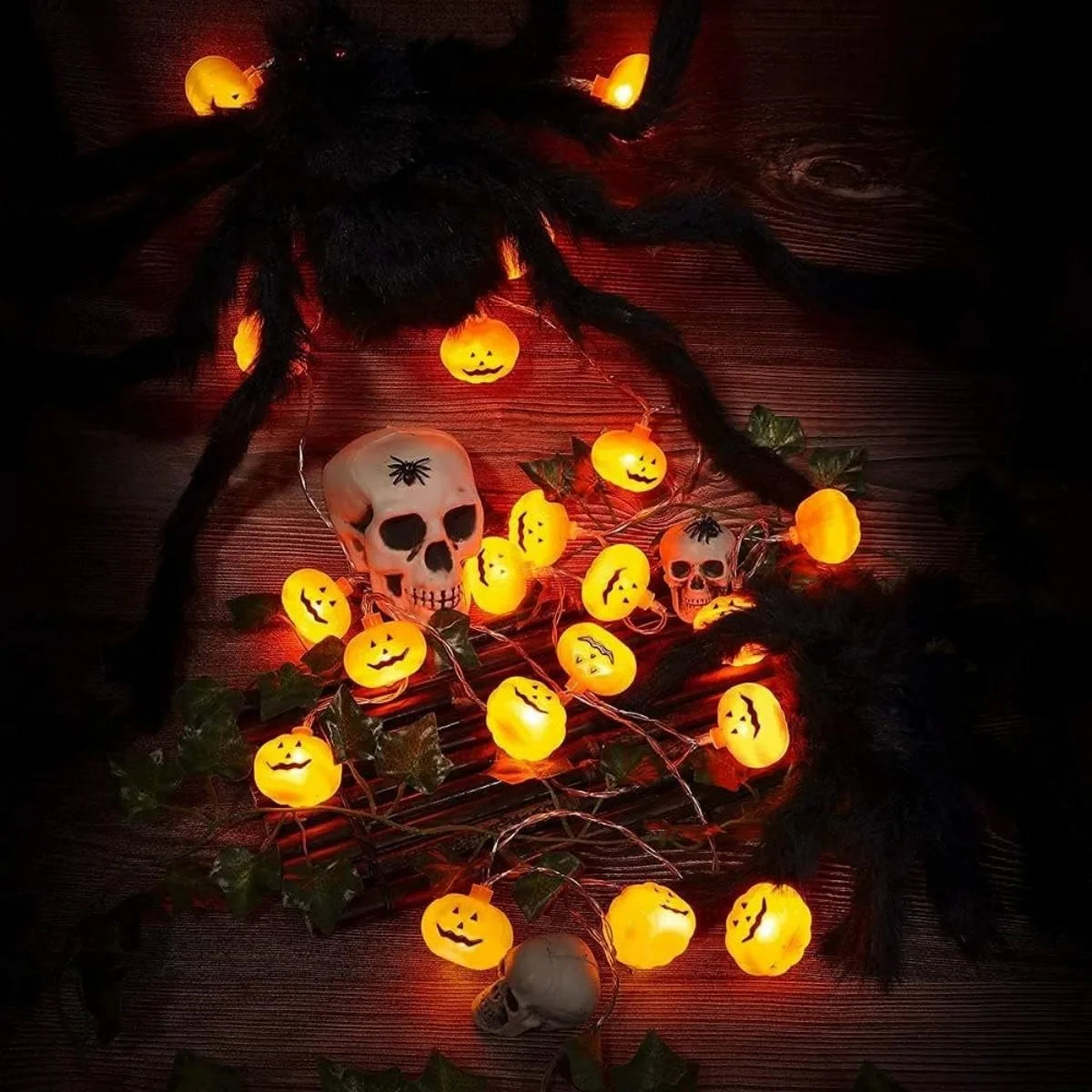 Guirlande LED 3D Citrouilles Halloween – 1,5 m ou 3 m