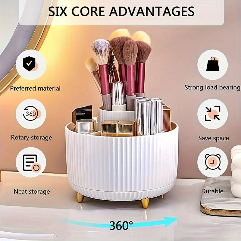 Porte-Stylos Rotatif 360° – Organiseur de Bureau 5 Compartiments pour Stylos & Crayons