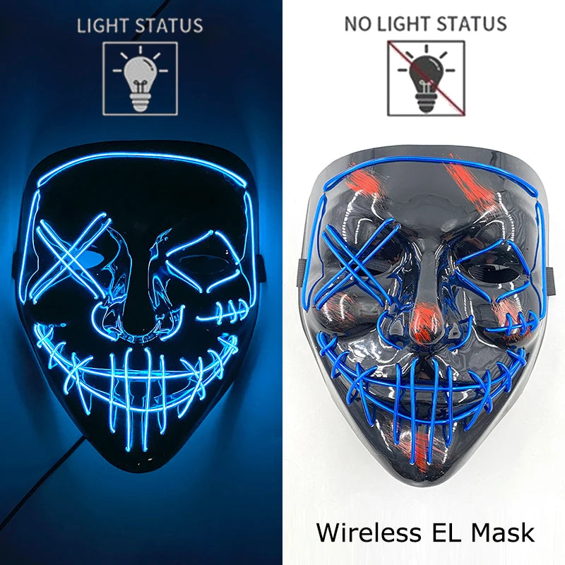 Masque LED Halloween – Masque Lumineux Néon pour Soirée & Costume