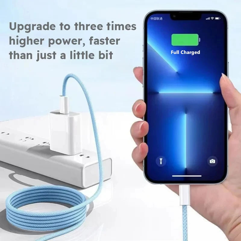 Câble USB-C Tressé Charge Rapide 35W – Compatible iPhone 15, Android & MacBook