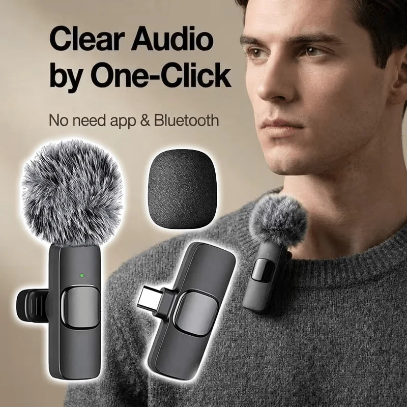 Micro Cravate Sans Fil Compact – Clip-on pour Smartphone, YouTube & TikTok