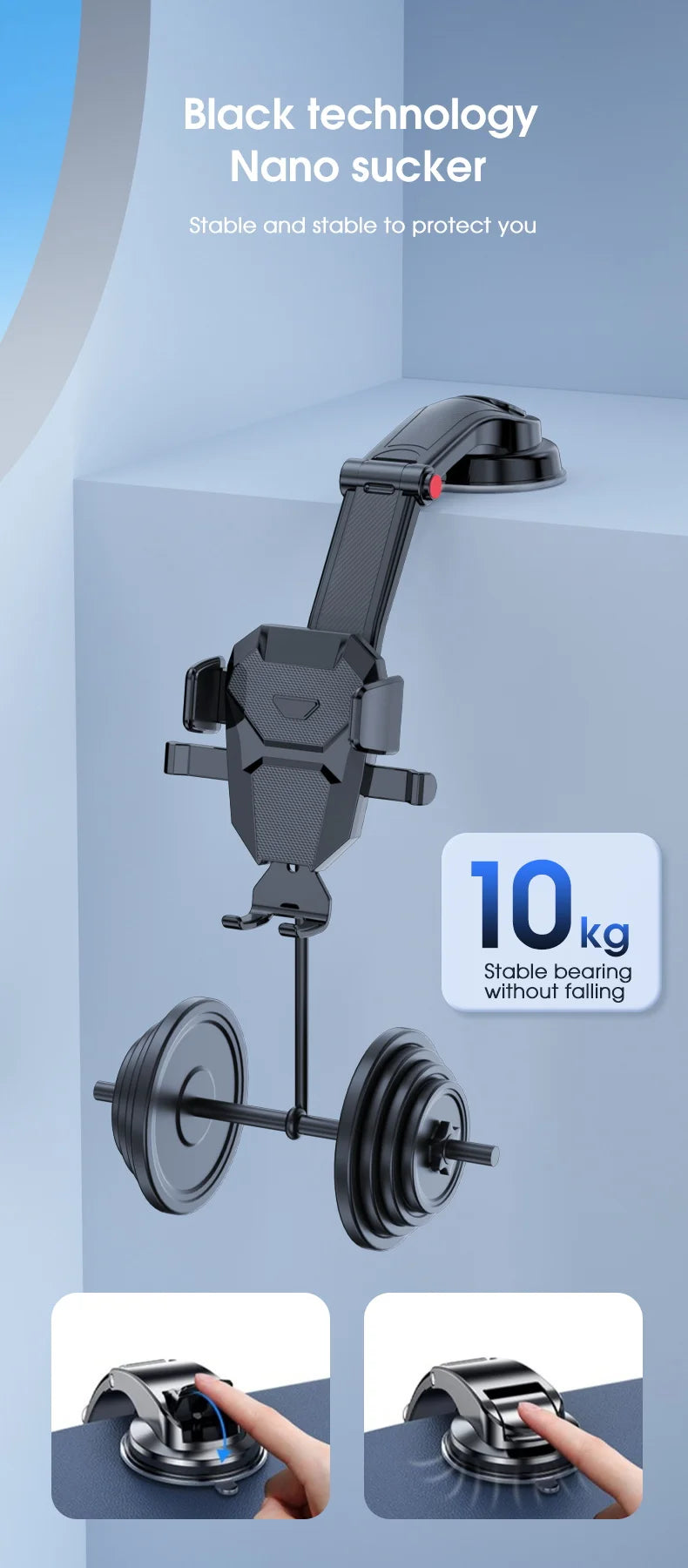 Support Téléphone Voiture à Ventouse Universel – Pare-Brise & Tableau de Bord