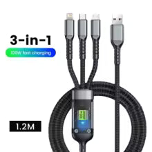 cable  de charge rapide 3 en 1 USB     type C Micro USB lightning