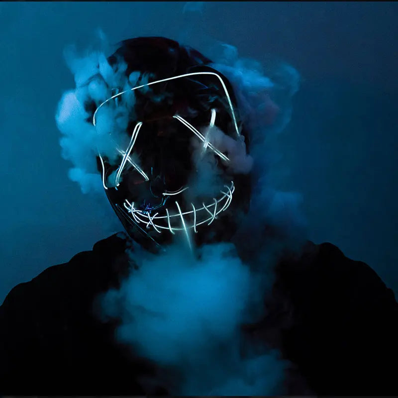 Masque LED Halloween – Masque Lumineux Néon pour Soirée & Costume