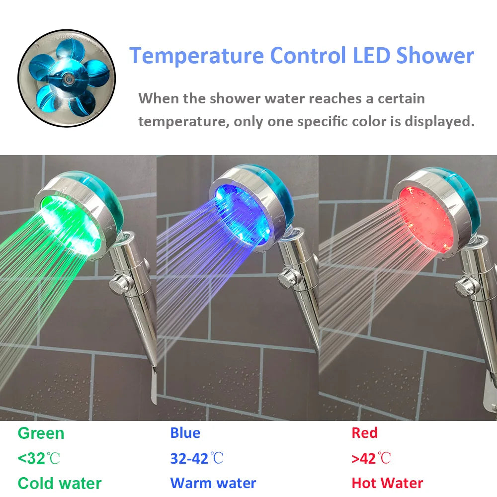 Pommeau de Douche LED Multicolore – Arrêt d’Eau Intégré & Couleurs selon Température