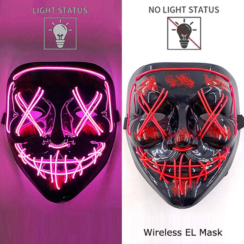 Masque LED Halloween – Masque Lumineux Néon pour Soirée & Costume