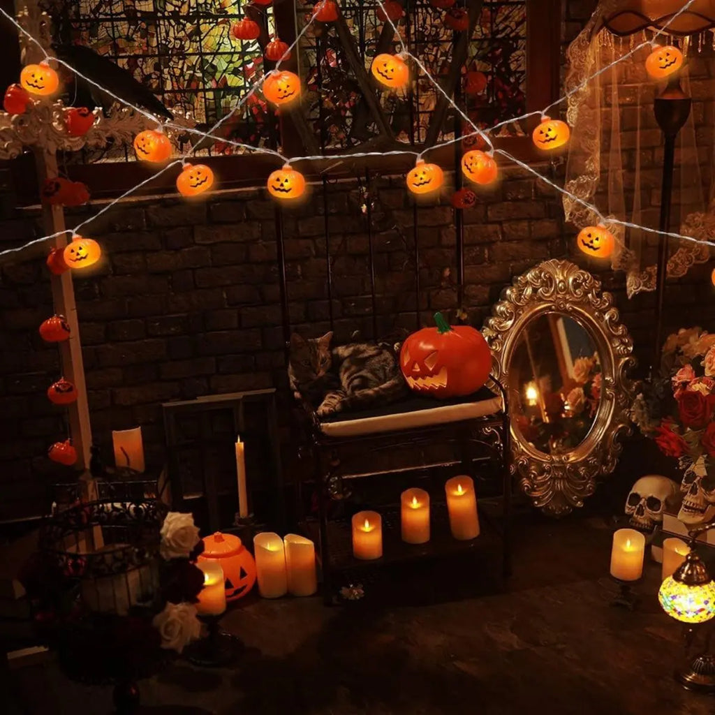 Guirlande LED 3D Citrouilles Halloween – 1,5 m ou 3 m