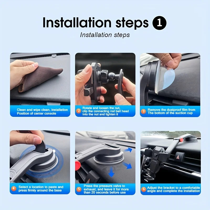 Support Téléphone Voiture à Ventouse Universel – Pare-Brise & Tableau de Bord