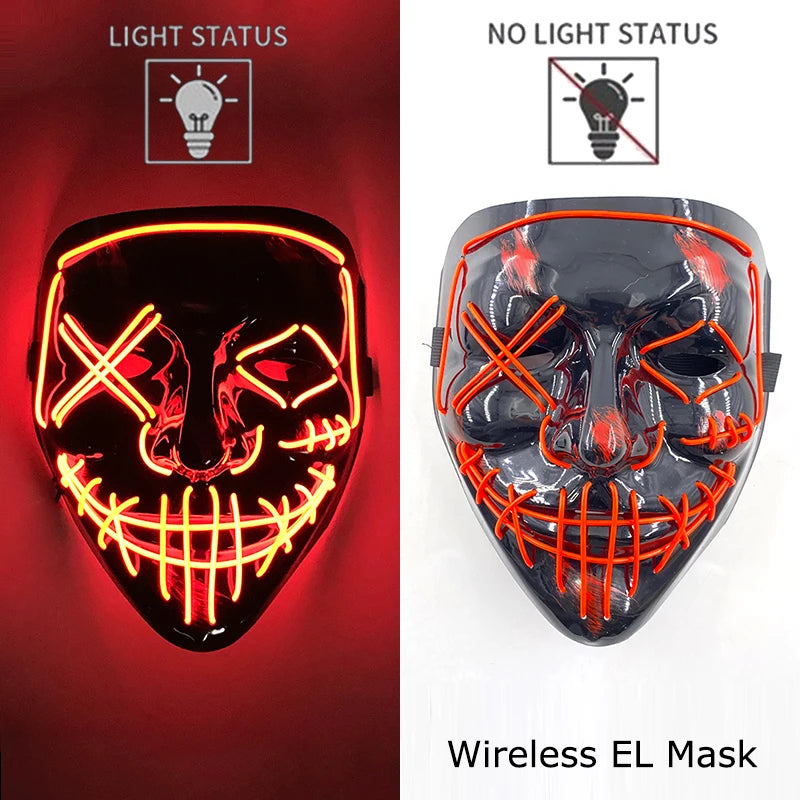 Masque LED Halloween – Masque Lumineux Néon pour Soirée & Costume