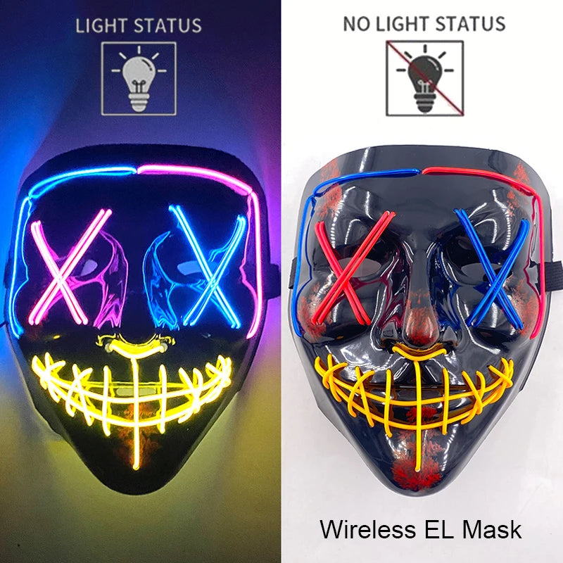 Masque LED Halloween – Masque Lumineux Néon pour Soirée & Costume