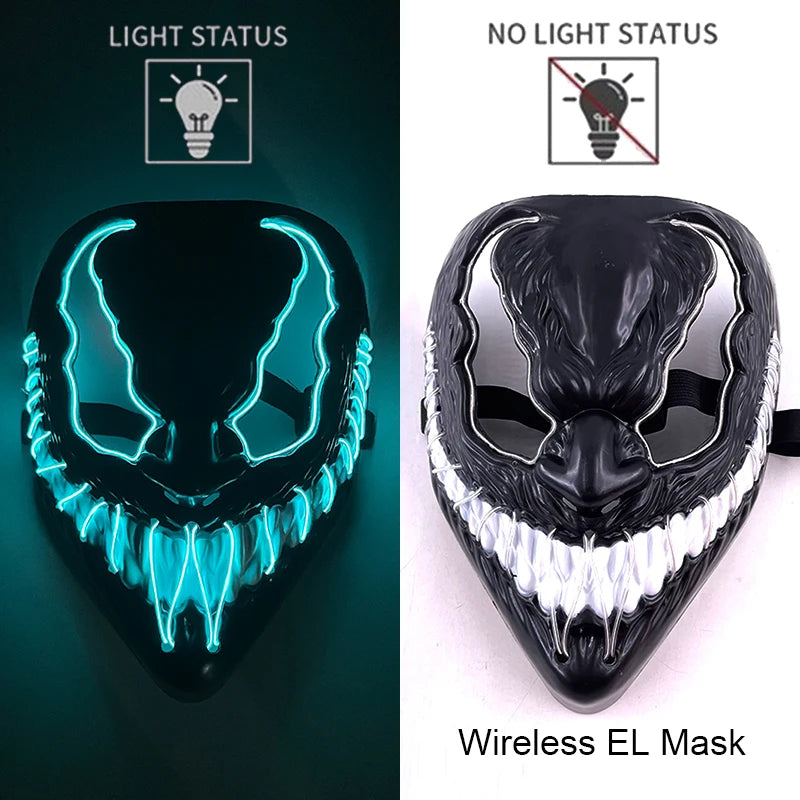 Masque LED Halloween – Masque Lumineux Néon pour Soirée & Costume