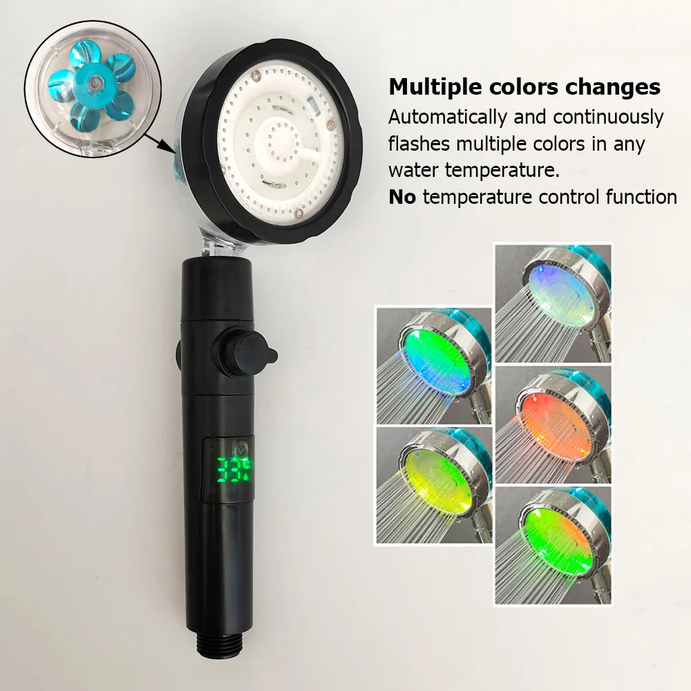 Pommeau de Douche LED Multicolore – Arrêt d’Eau Intégré & Couleurs selon Température