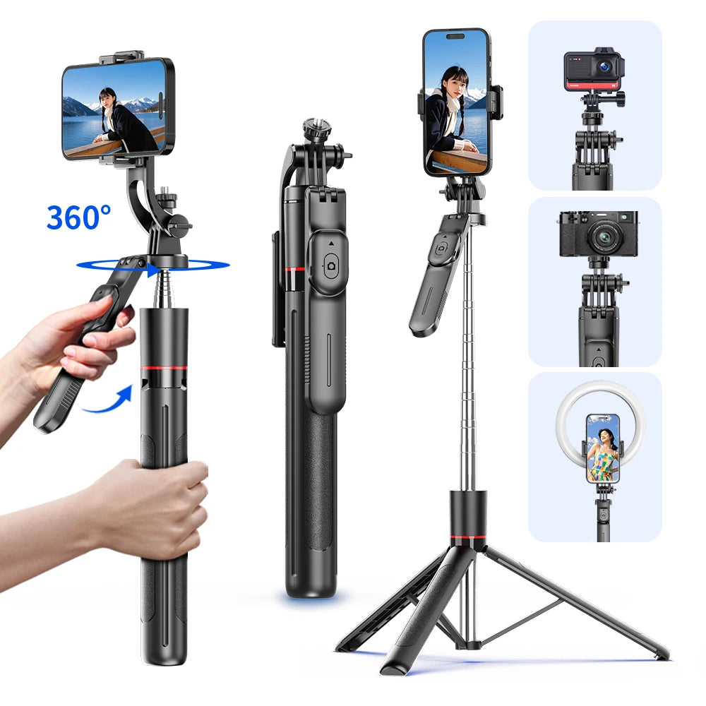 Perche selfie trépied 360 degrés avec télécommande Bluetooth